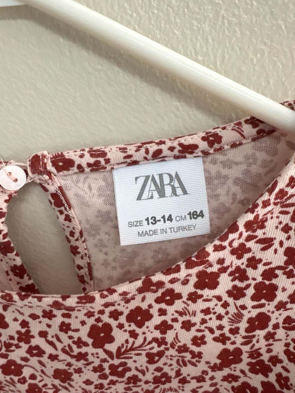 Zara Girls Red Floral Ruffle Long Sleeve Blouse, Size 13-14 (164 cm) - Picture 3 of 4